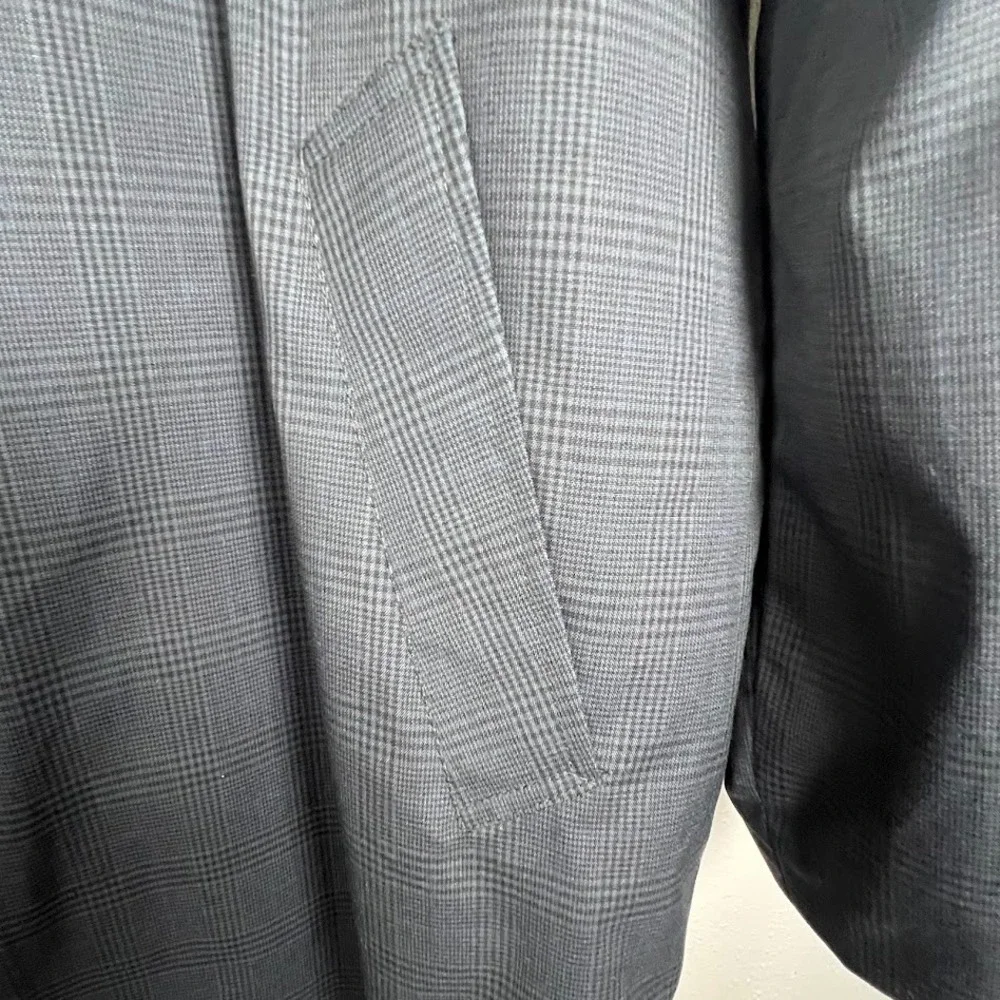 Vintage 1970s Towncraft Penn Prest Glen Plaid Car Coat Zip Out Liner‎ 42R Gray